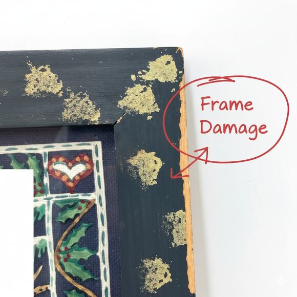 Linda Hale Snowman Scene Wood Damaged Frame Dated 1981 14.5 X 11.5 - Picture 2 of 8